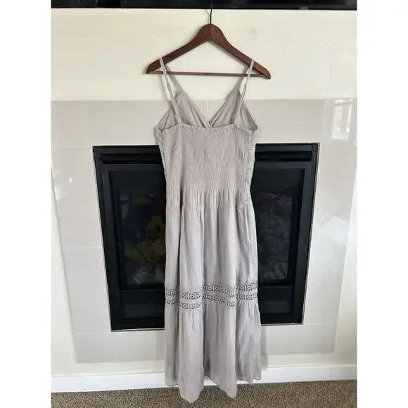 Romeo + Juliet Couture Maxi Dress Womens M Taupe Boho Gauze Crochet Beach NWT - Picture 4 of 13